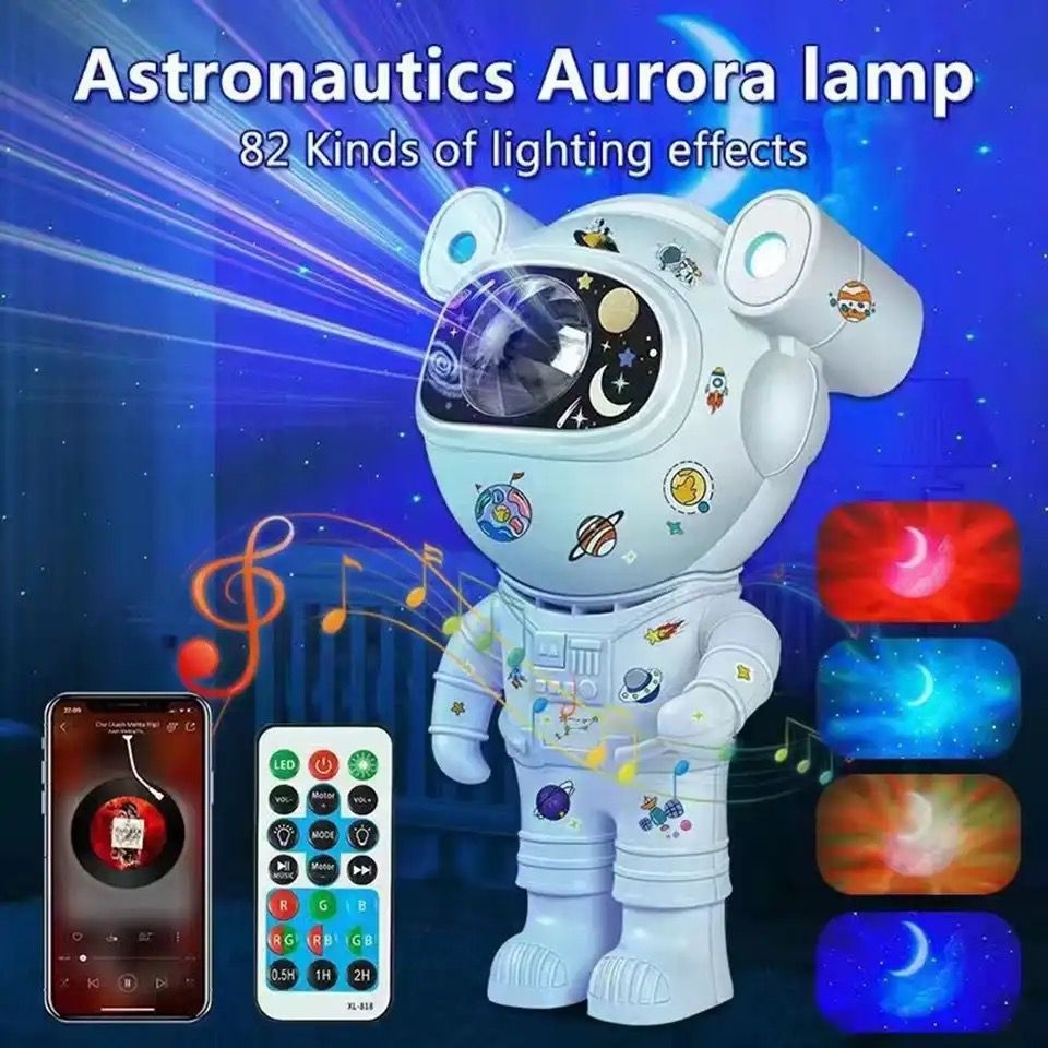 Jeux De Lumière Forme Robot - Projecteur Galaxy Avec Minuterie Et Haut-Parleur Bluetooth À Distance 