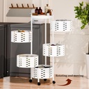 Étagère De Rangement Rotative Multifonctionnelle En Blanc À 5 Niveaux Avec 4 Roues Amovibles 