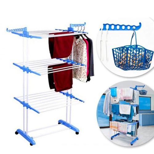 Séchoir à linge pliable multi-niveaux sur roulettes 