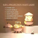 Veilleuse Projecteur Carrousel Lapin, 6 Films, Lampe LED Rotative 360°, Projection D'étoiles Pour Une Ambiance Magique Dans La Chambre D'enfant, 