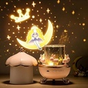 Veilleuse Projecteur Carrousel Lapin, 6 Films, Lampe LED Rotative 360°, Projection D'étoiles Pour Une Ambiance Magique Dans La Chambre D'enfant, 