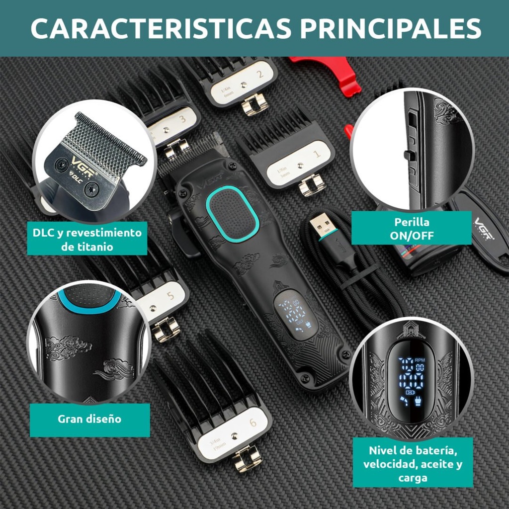 Tondeuse à cheveux professionnelle VGR V-016 rechargeable
