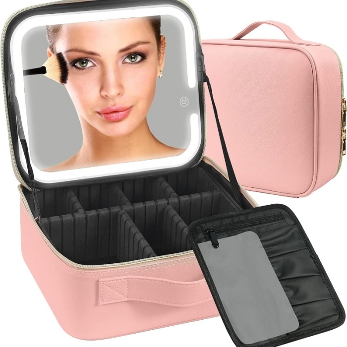 Organisateur De Maquillage Multifonctionnel Avec Miroir LED 