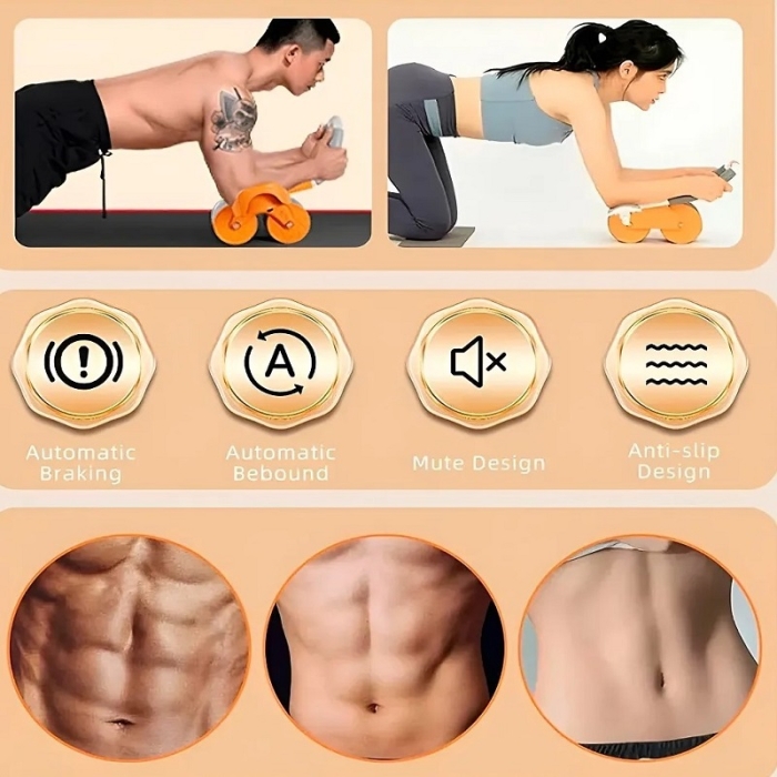 Rouleau Abdominal Avec Support Coude Back Trainer 2en1 Entraînement Abdominal + Massage Du Dos 