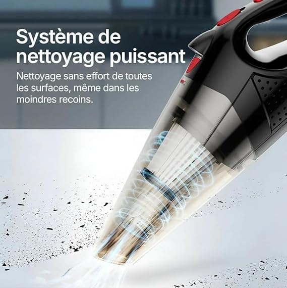 Aspirateur à Main V1 Pro -  Portable pour Nettoyage de Voiture et Maison (Noir)