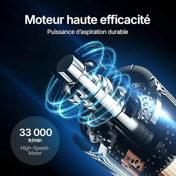 Aspirateur à Main V1 Pro -  Portable pour Nettoyage de Voiture et Maison (Noir)