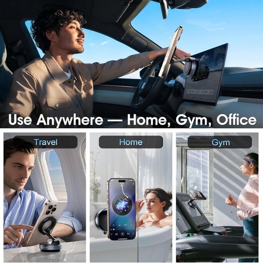 Support Téléphone Voiture Magnétique à Ventouse – Fixation Puissante & Rotation 360°