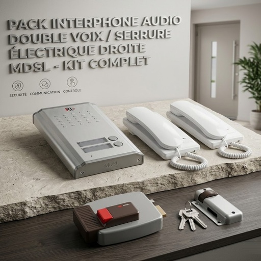 Interphone Double Voix RL + Serrure électrique Droite MDSL 