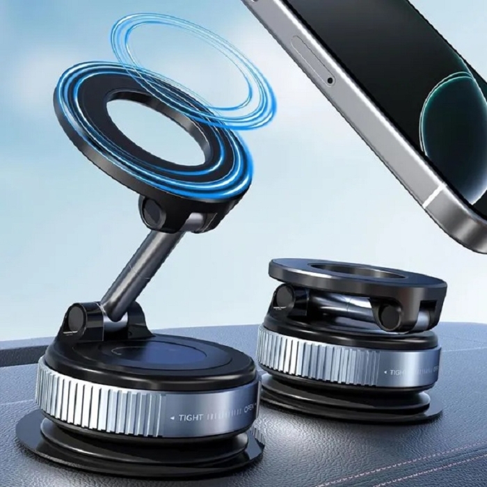 Support Téléphone Voiture Magnétique à Ventouse – Fixation Puissante & Rotation 360°