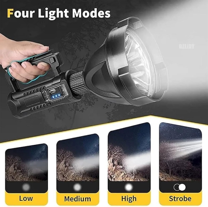 Lampe Torche Rechargeable Avec Trepied Et 4 Modes D'éclairage 