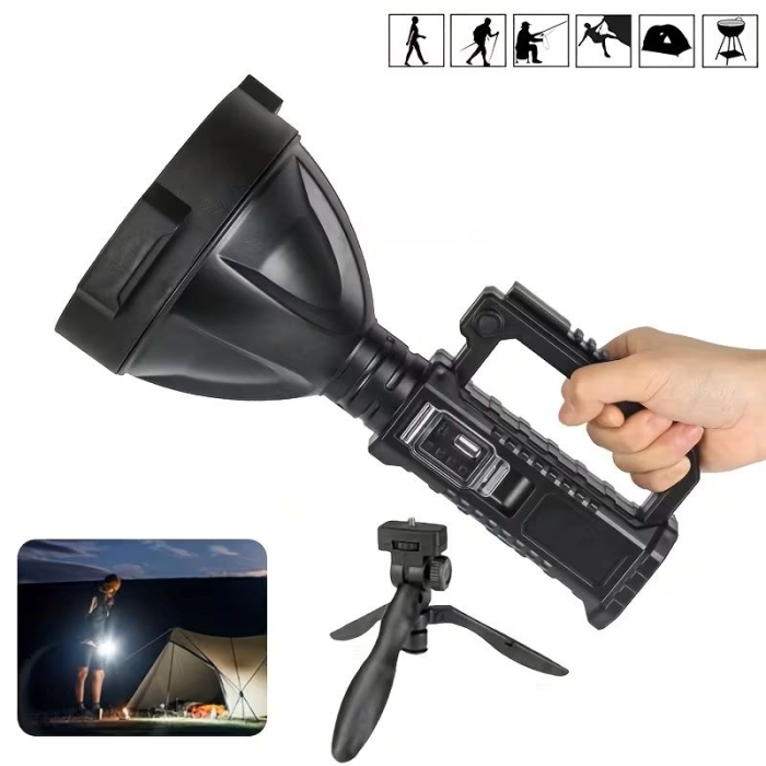 Lampe Torche Rechargeable Avec Trepied Et 4 Modes D'éclairage 
