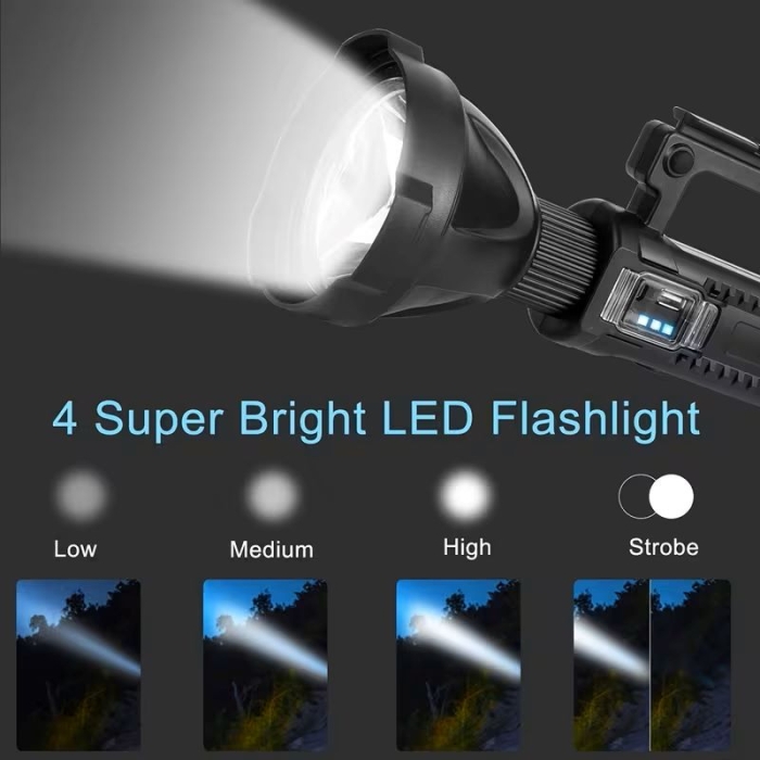 Lampe Torche Rechargeable Avec Trepied Et 4 Modes D'éclairage 
