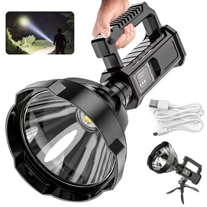 Lampe Torche Rechargeable Avec Trepied Et 4 Modes D'éclairage 