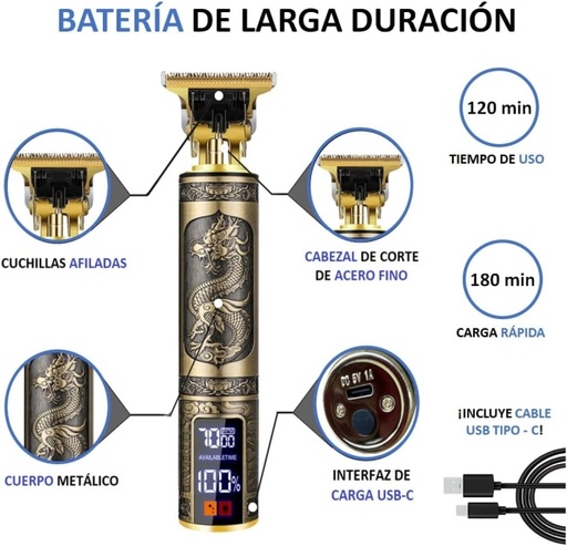 DALING Tondeuse Cheveux Rechargeable Professionnelle Avec Ecran LCD 1500 MAh 