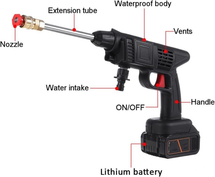 Nettoyeur Haute Pression Sans Fil Avec 2 Batteries Rechargeable 48V 