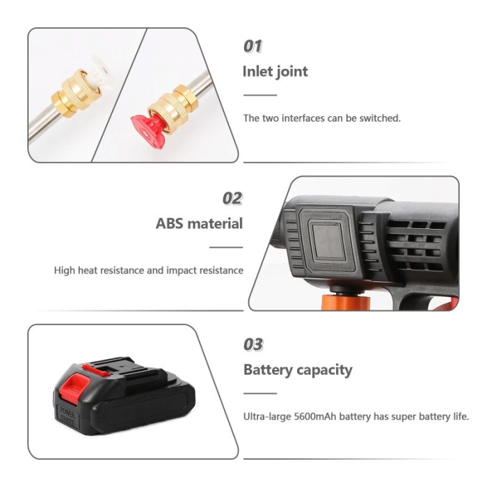 Nettoyeur Haute Pression Sans Fil Avec 2 Batteries Rechargeable 48V 