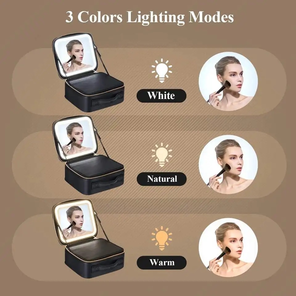 Organisateur De Maquillage Multifonctionnel Avec Miroir LED 