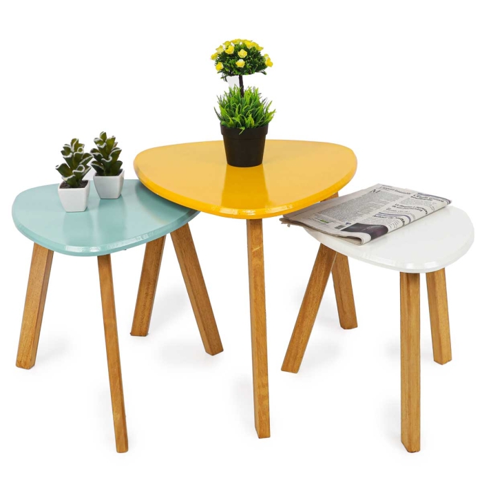 Série De 3 Tables Basses En Bois Laqué 