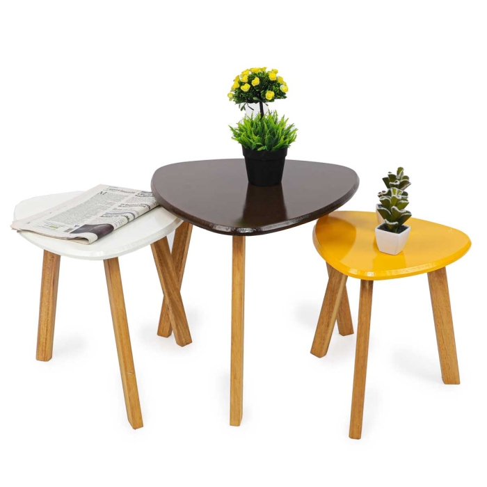 Série De 3 Tables Basses En Bois Laqué 