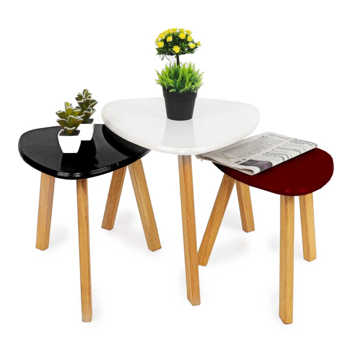 Série De 3 Tables Basses En Bois Laqué 