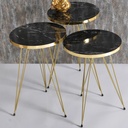 Série De 3 Tables Fer Forgé Et Bois Avec Bande Dorée 