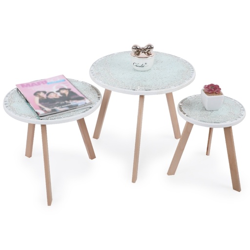 Série De 3 Tables Basses En Bois Effet Craquelé 