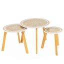 Série De 3 Tables Basses En Bois Effet Mosaïque 