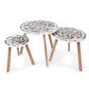 Série De 3 Tables Basses En Bois Effet Mosaïque 
