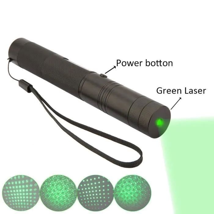 Pointeur Laser Vert Rechargeable En Aluminium, Haute Puissance 1000 MW Et Portée De 2000 Mètres 