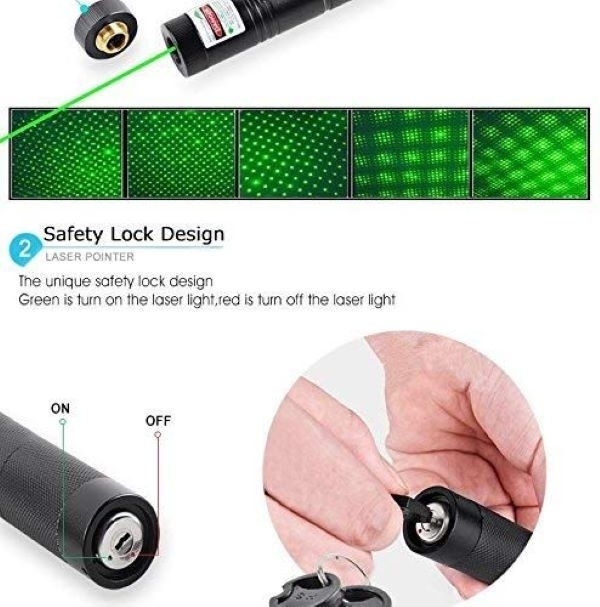 Pointeur Laser Vert Rechargeable En Aluminium, Haute Puissance 1000 MW Et Portée De 2000 Mètres 