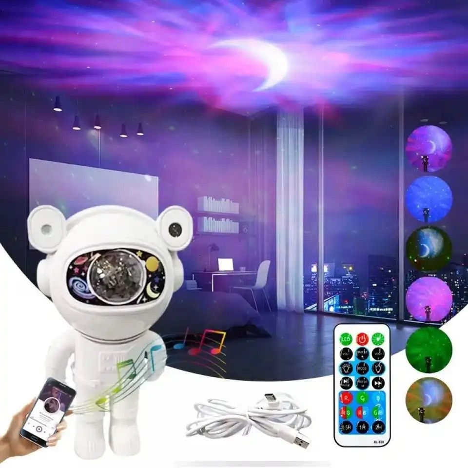 Jeux De Lumière Forme Robot - Projecteur Galaxy Avec Minuterie Et Haut-Parleur Bluetooth À Distance