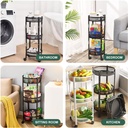 Étagère de rangement pliable et rotative à 3 niveaux en métal