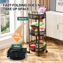 Étagère de rangement pliable et rotative à 3 niveaux en métal