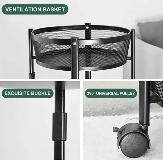 Étagère de rangement pliable et rotative à 3 niveaux en métal