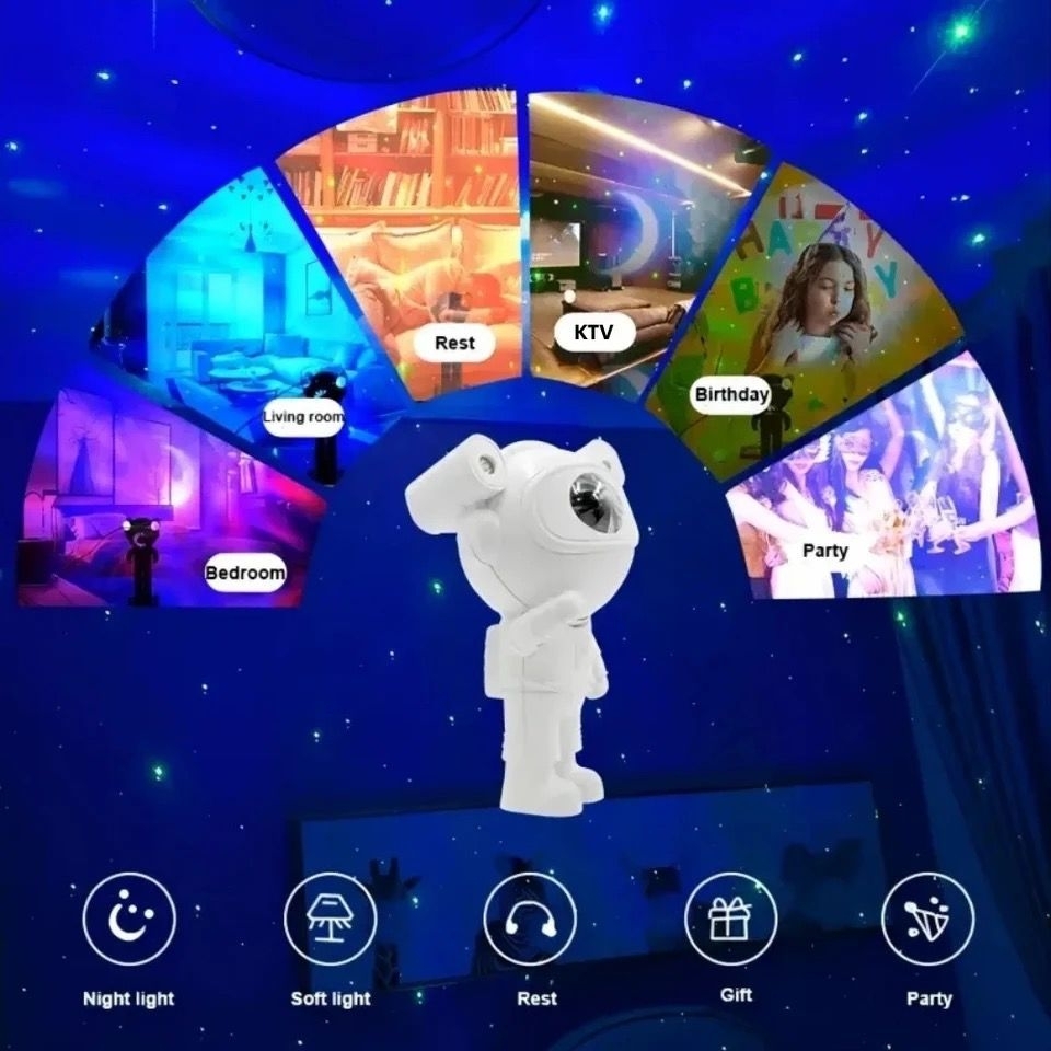 Jeux De Lumière Forme Robot - Projecteur Galaxy Avec Minuterie Et Haut-Parleur Bluetooth À Distance 