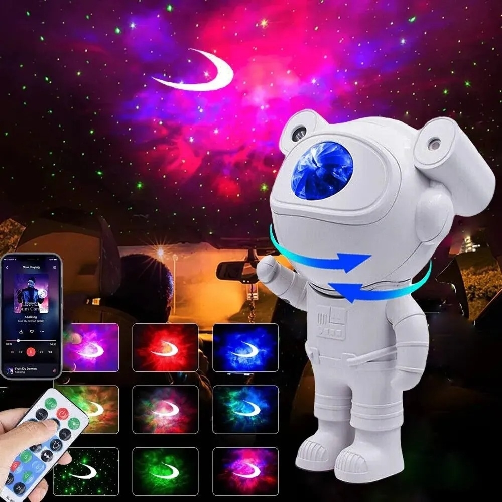Jeux De Lumière Forme Robot - Projecteur Galaxy Avec Minuterie Et Haut-Parleur Bluetooth À Distance 