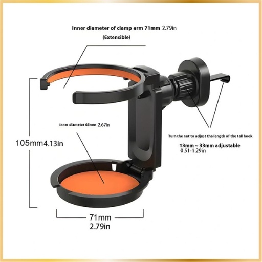Support Magnétique Voiture 2 En 1 Téléphone & Gobelet 