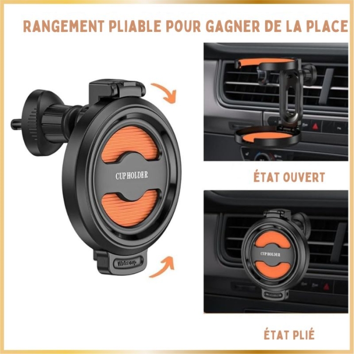 Support Magnétique Voiture 2 En 1 Téléphone & Gobelet 