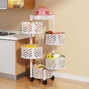 Étagère De Rangement Rotative Multifonctionnelle En Blanc À 5 Niveaux Avec 4 Roues Amovibles 