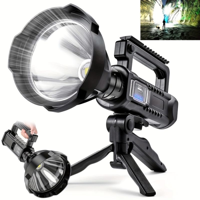 Lampe Torche Rechargeable Avec Trepied Et 4 Modes D'éclairage 