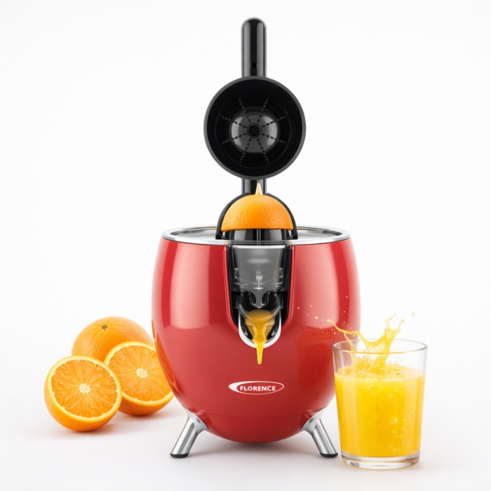 FLORENCE Presse-Agrumes Électrique 450W – 2 Cônes – Avec Bec Inox Anti-Goutte 