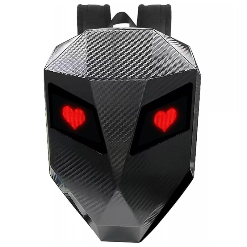 SAC À DOS MOTO LED 18 POUCES EN FIBRE DE CARBONE NOIR 