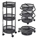 Étagère de rangement pliable et rotative à 3 niveaux en métal