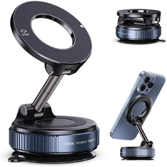 Support Téléphone Voiture Magnétique à Ventouse – Fixation Puissante & Rotation 360°