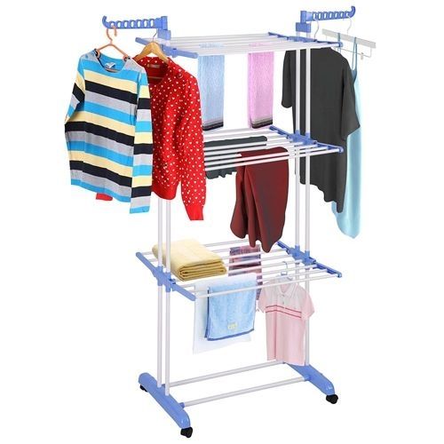 Séchoir à linge pliable multi-niveaux sur roulettes 