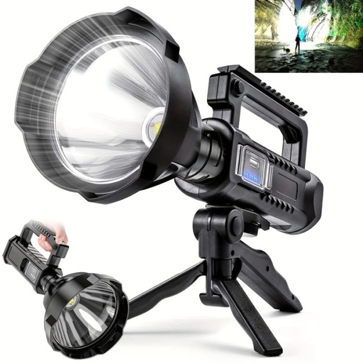 Lampe Torche Rechargeable Avec Trepied Et 4 Modes D'éclairage 