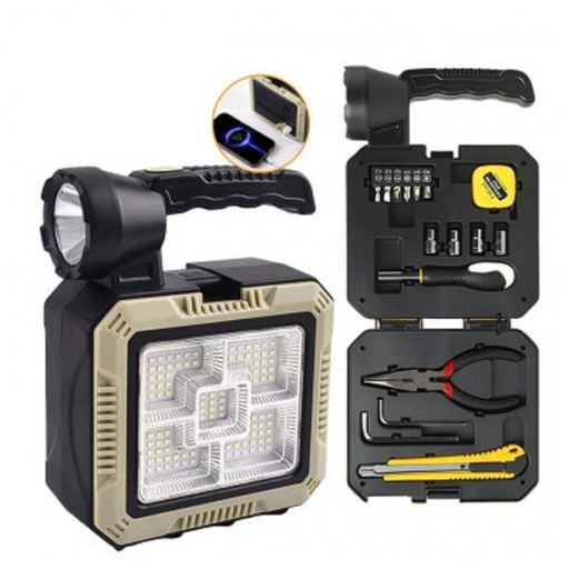 Lampe Solaire Portable Multifonctions Avec Boîte À Outils Intégrée 