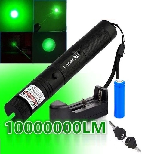 Pointeur Laser Vert Rechargeable En Aluminium, Haute Puissance 1000 MW Et Portée De 2000 Mètres 