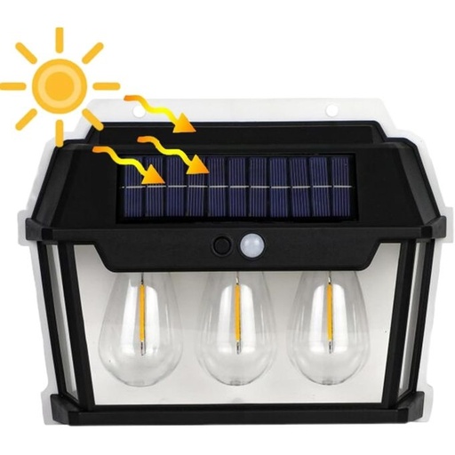 Applique Murale Avec Trois Lampes Solaire Et Détecteur De Mouvement Étanche 